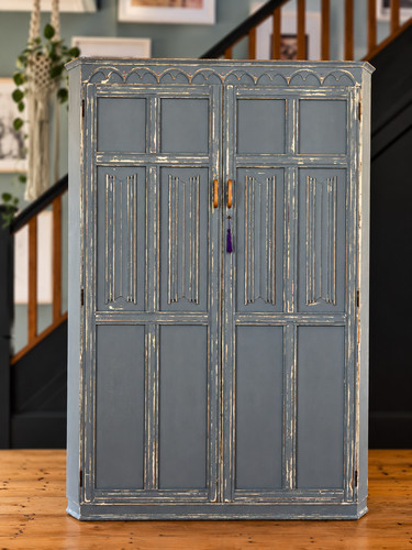 Large vintage oak wardrobe - oak,