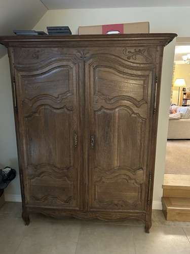 Antique french oak armoire - oak,