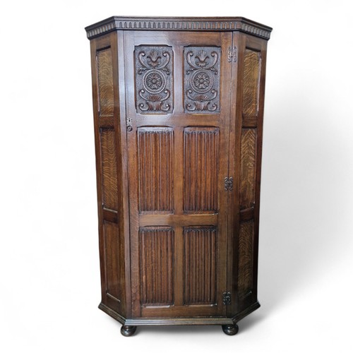 Carved oak linenfold - carved, wardrobe