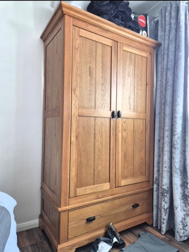 Solid oak double wardrobe - solid,