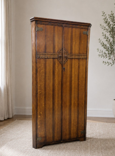 Vintage oak wardrobe - wardrobe, linenfold