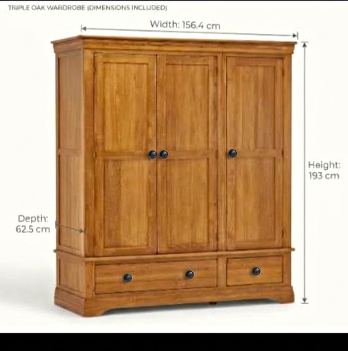 Solid oak triple wardrobe - solid, with