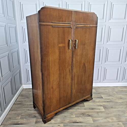 Vintage art deco - wardrobe, oak
