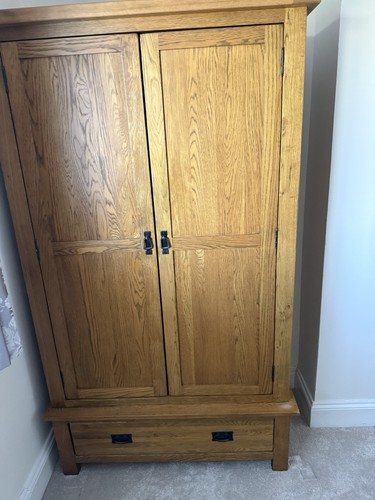 Solid oak wardrobe with drawer - solid,