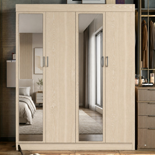 Door wardrobe with mirrors - wardrobe,