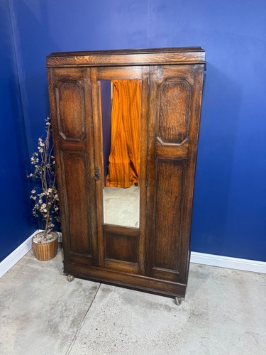 Edwardian oak mirrored door - edwardian,