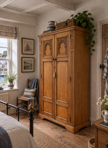 Antique carved oak compactum - antique,
