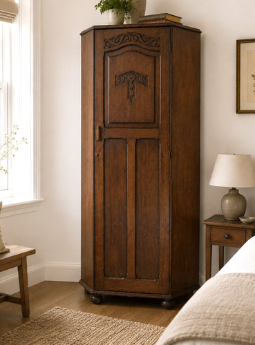 Antique oak hall wardrobe - antique,
