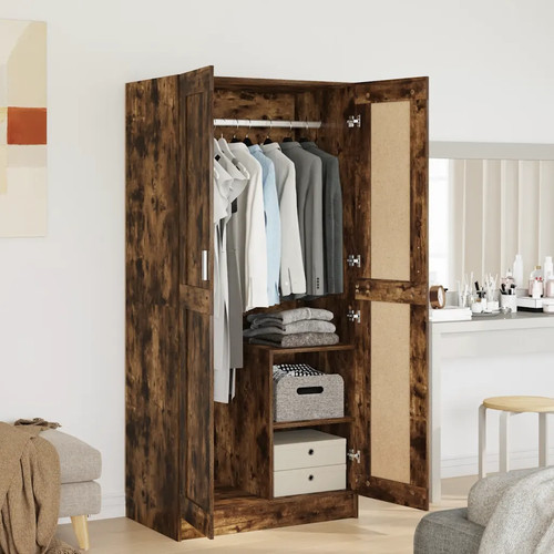 Walplus wardrobe smoked - walplus, oak