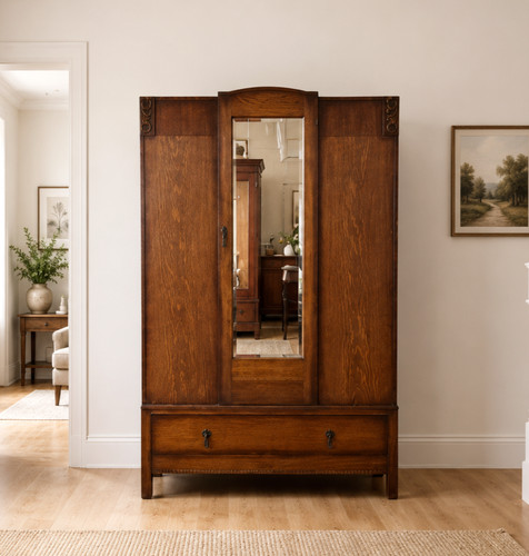 Antique oak mirrored - antique,
